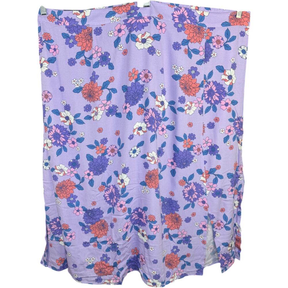 Candace Cameron Bure‎ Petite Printed Midi Skirt Bright Lilac 3XP NWOT Stretch